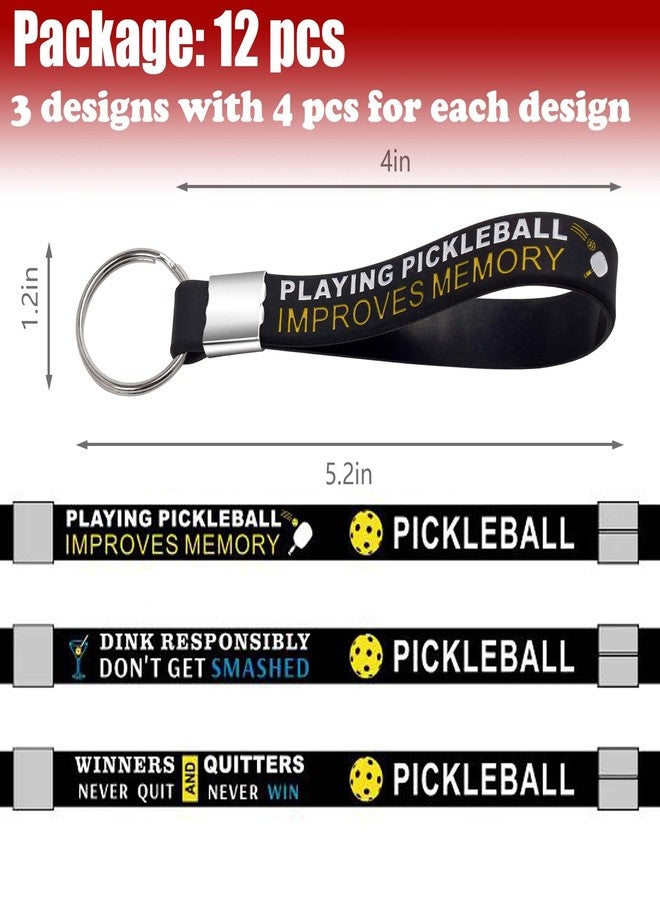 Retrora 12Pcs Pickleball Keychains - Pickleball Gifts for Women & Men - Inspirational Pickleball Accessories for Pickleball Lovers - Silicone Key Rings for Pickleball Party Favors - Image 2